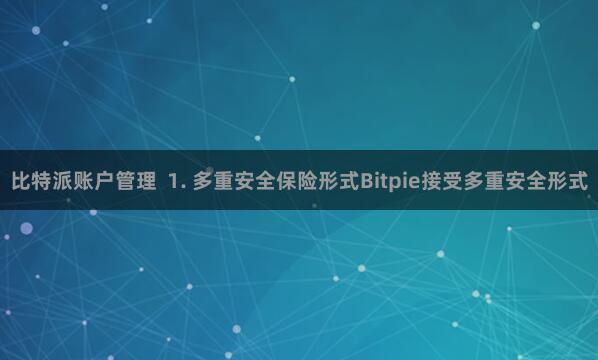 比特派账户管理  1. 多重安全保险形式Bitpie接受多重安全形式