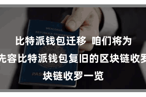 比特派钱包迁移  咱们将为环球先容比特派钱包复旧的区块链收罗一览