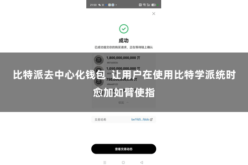 比特派去中心化钱包  让用户在使用比特学派统时愈加如臂使指