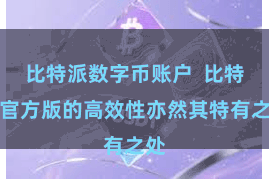比特派数字币账户  比特派官方版的高效性亦然其特有之处